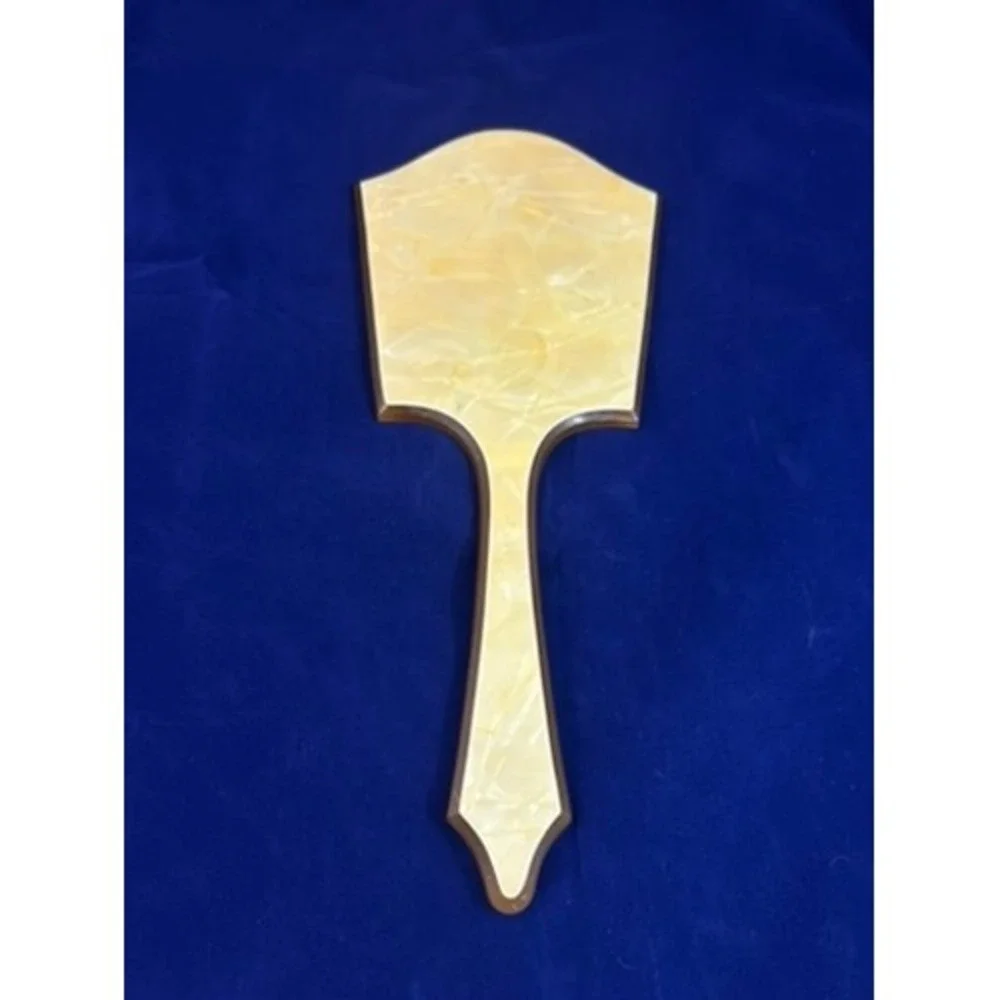 Vintage 1940s Butterscotch Lucite Hand Mirror Catalin Style Vanity Deco